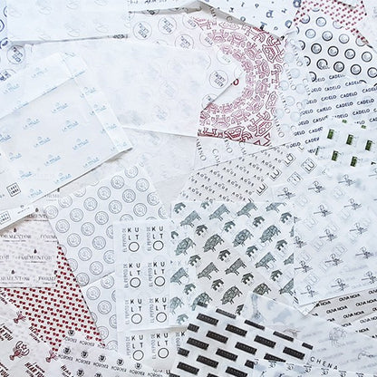 Custom paraffin paper, 1 ink, 20x20 cm. Various formats.