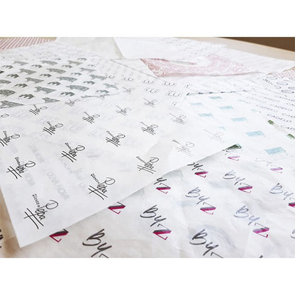 Custom paraffin paper, 1 ink, 20x20 cm. Various formats.