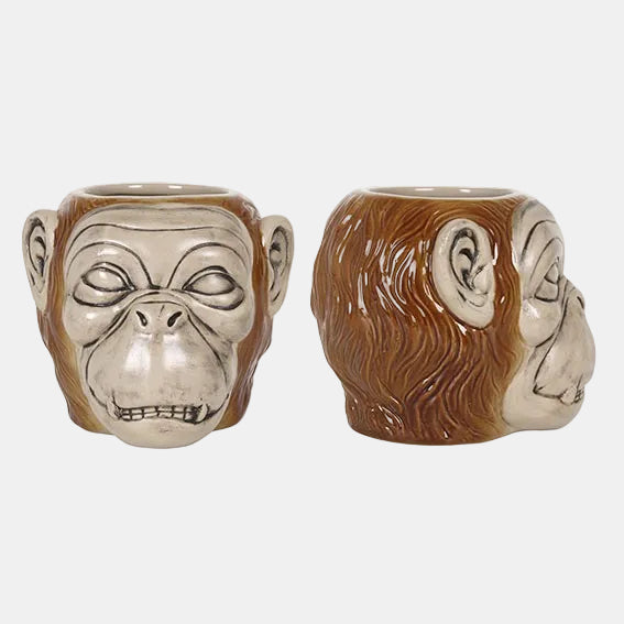 Copo Tiki em porcelana em forma de macaco Nyani, 12x14 cm, 75 cl (4 unidades)