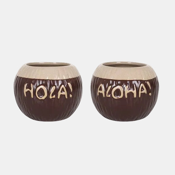 Copo Tiki em porcelana de coco Hola 8,5x11 cm 45 cl (4 unidades)