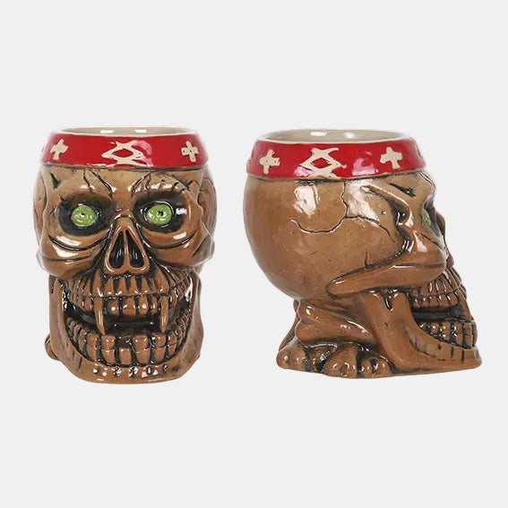 Copo Tiki em porcelana com caveira de pirata Jua, 12x11 cm, 35 cl (6 unidades)