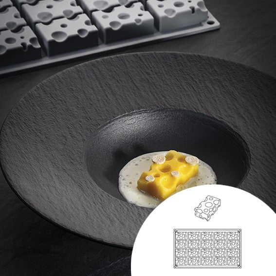 Forma de silicone em forma de queijo Gruyère, 30x17,5 cm, 20 cavidades (1 unidade)