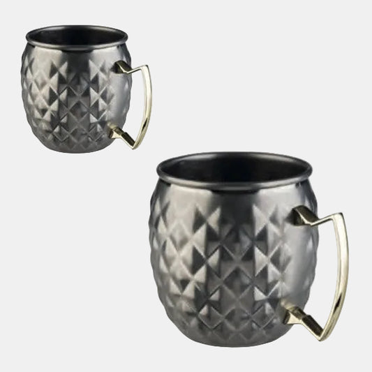 Domed mug with handle, vintage style, stainless steel, 9.5x10 cm, 0.5 cl. Various colors (1 unit)
