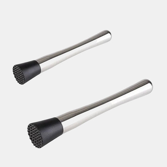 Muddler made of polished stainless steel with a serrated silicone head, ø3.5x20.5 cm (1 unit)