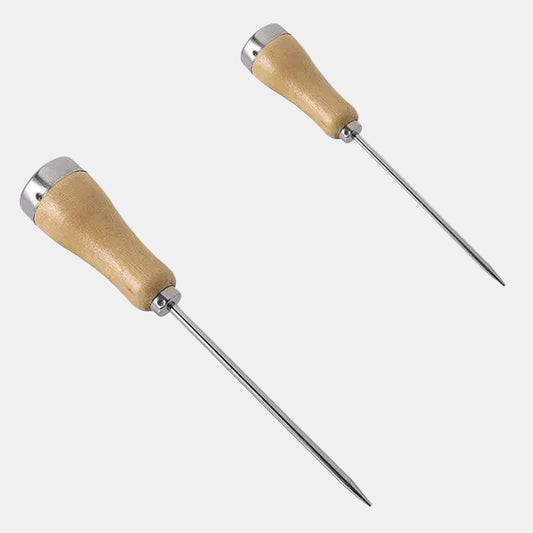 Classic ice pick with wooden handle and steel spike, 23 cm
