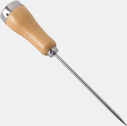 Classic ice pick with wooden handle and steel spike, 23 cm