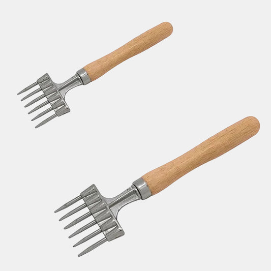 Vintage ice pick with wooden handle and 3-pronged steel point
