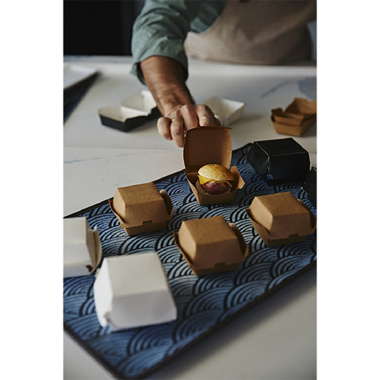 Mini caja hamburguesa cartón kraft. 14,5 x 13 x 10 cm - 300 Uds.
