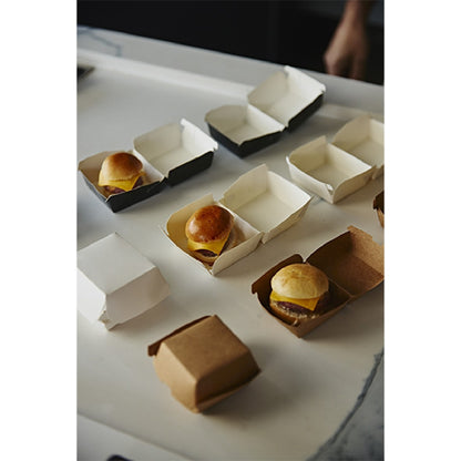 Mini caja hamburguesa cartón kraft. 14,5 x 13 x 10 cm - 300 Uds.