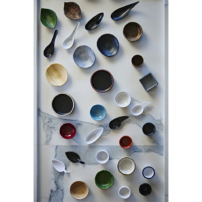 Black melamine tasting spoon. 13 x 4.5 cm (60 units)