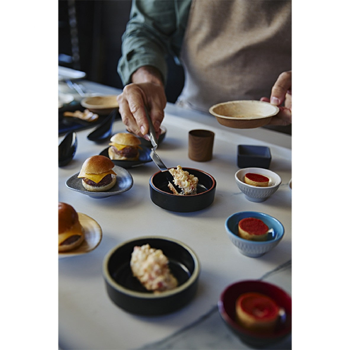 Black melamine tasting spoon. 13 x 4.5 cm (60 units)