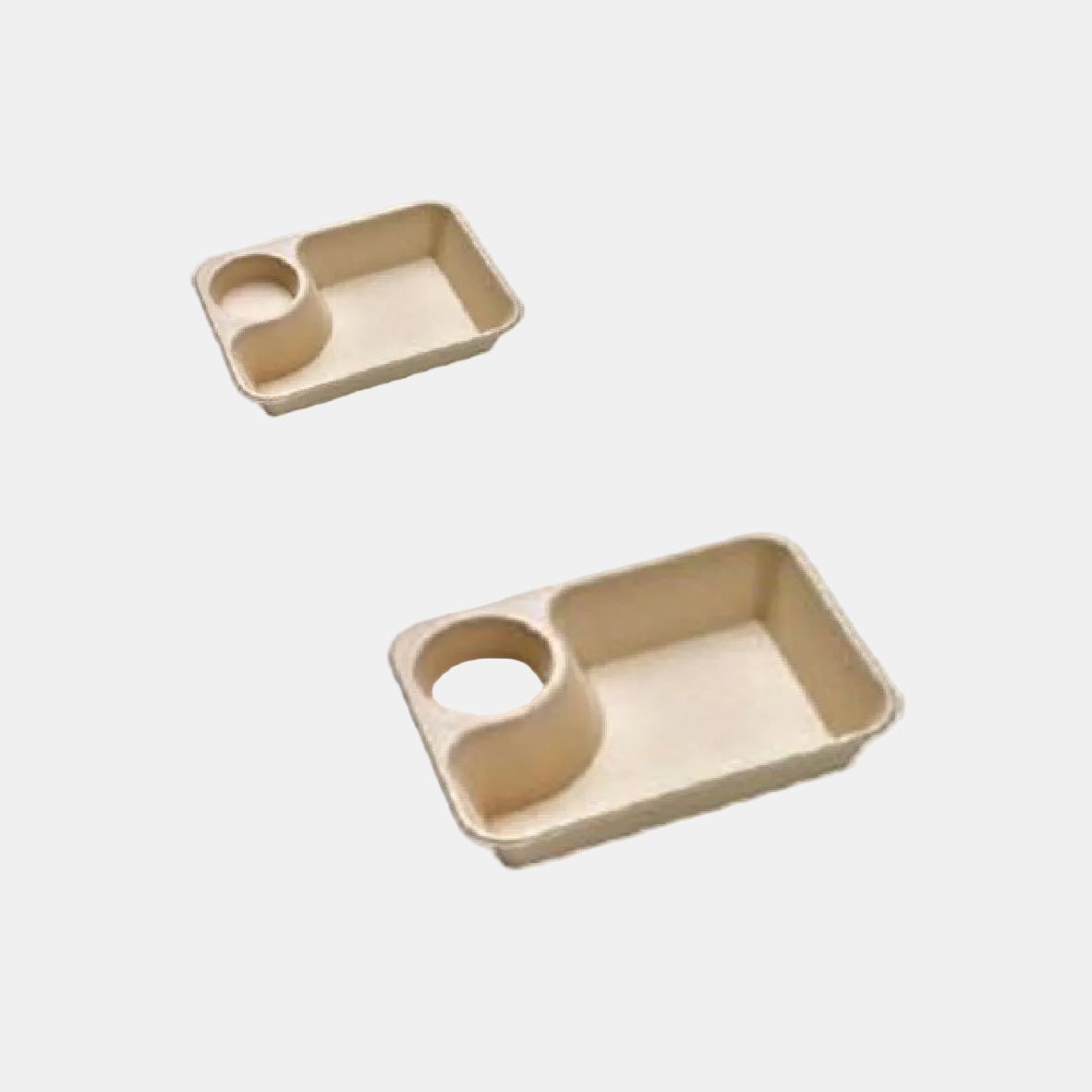 Rectangular sugarcane tray with sauce compartment 218x165x45 mm (250 pcs)