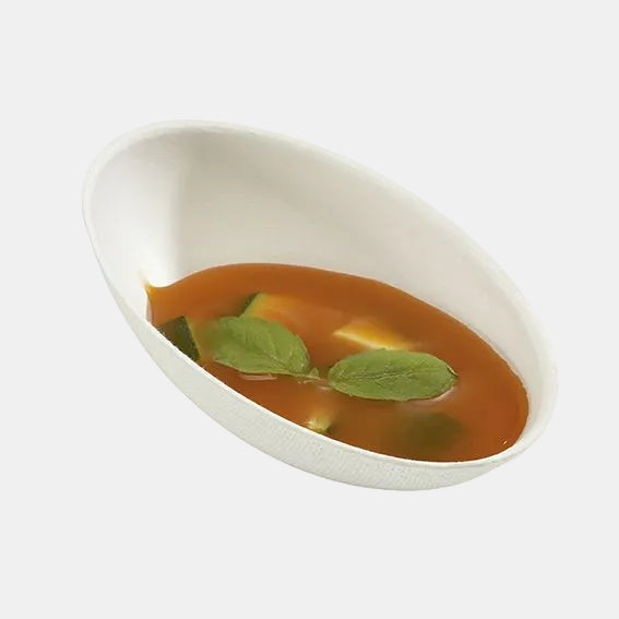 Mini oval bowl, white sugarcane pulp, 5x7.6 cm (2000 units)