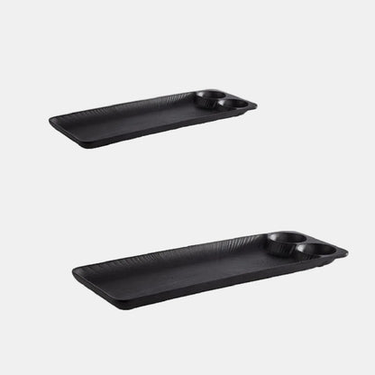 Tabuleiro Nero em melamina preta com 2 molheiras 41x15 cm (1 unidade)