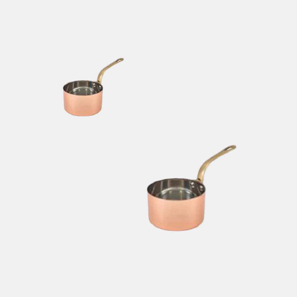 Mini cazo salsa cobre con asa de latón vintage. Varias medidas - 6 Uds.