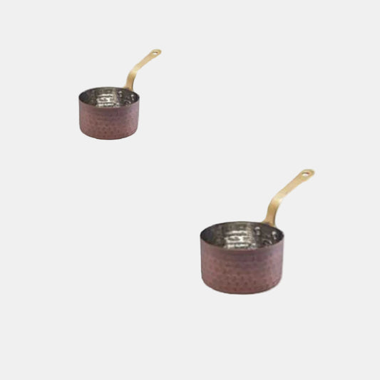 Mini cazo salsa cobre vintage martilleada con asa de latón. Varias medidas - 6 Uds.