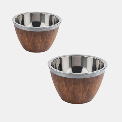 Bowl de melamina imitación madera con bowl inox. ø26 x 16 cm. 3 L - 1 Ud.