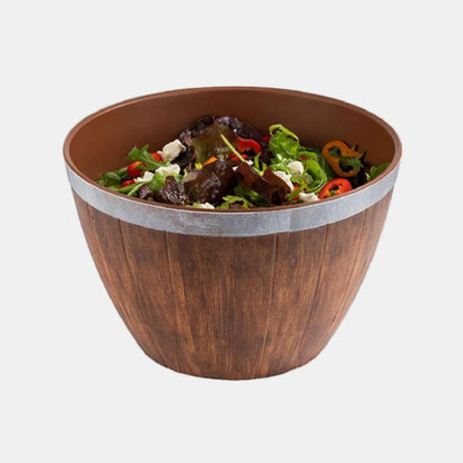 Bowl de melamina imitación madera con bowl inox. ø26 x 16 cm. 3 L - 1 Ud.