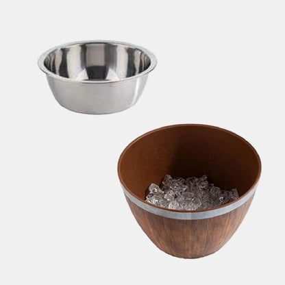 Bowl de melamina imitación madera con bowl inox. ø26 x 16 cm. 3 L - 1 Ud.