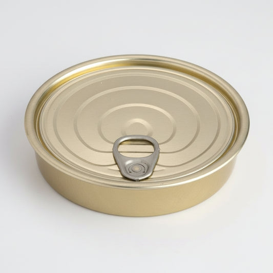 Lata aluminio redonda con tapa dorada XL. ø14 x 3 cm. 280 ml - 50 uds.