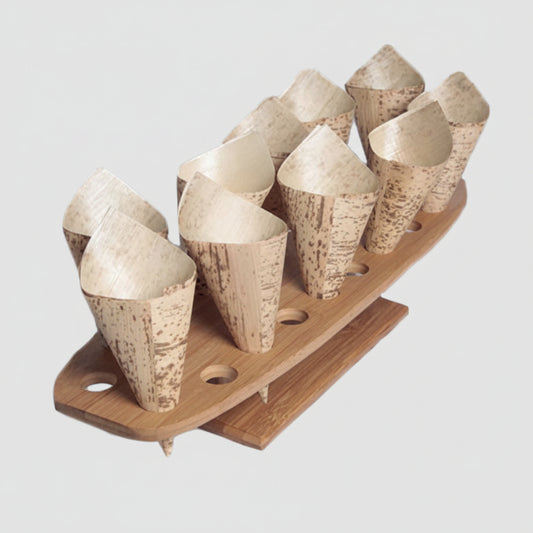 Suporte de bambu para cones com 20 furos, 50 x 15 x 8,5 cm (1 unidade)