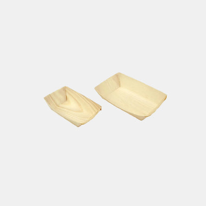Barquilla rectangular de madera para presentar comida. Varias medidas - 600 Uds.