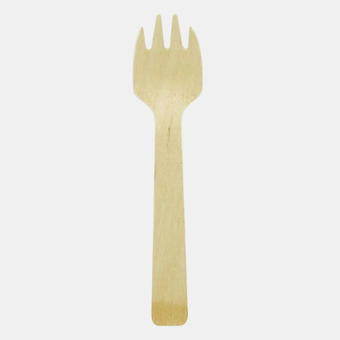 Mini biodegradable wooden fork-spoon 10.5 cm (3000 pcs)