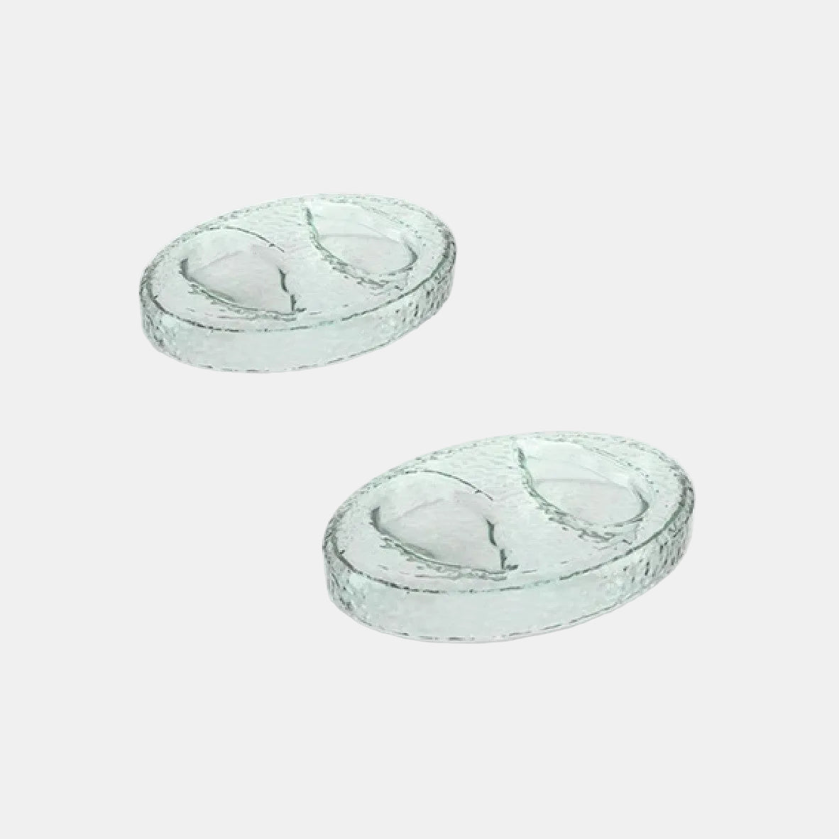 Bandeja de cristal para presentación de 2 ostras. 18 x 13 x 3 cm - 2 Ud.