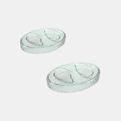 Bandeja de cristal para presentación de 2 ostras. 18 x 13 x 3 cm - 2 Ud.