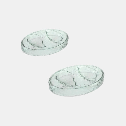 Glass tray for presenting 2 oysters (2 units)