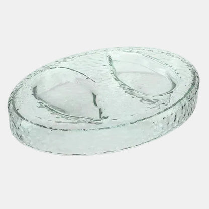 Bandeja de cristal para presentación de 2 ostras. 18 x 13 x 3 cm - 2 Ud.