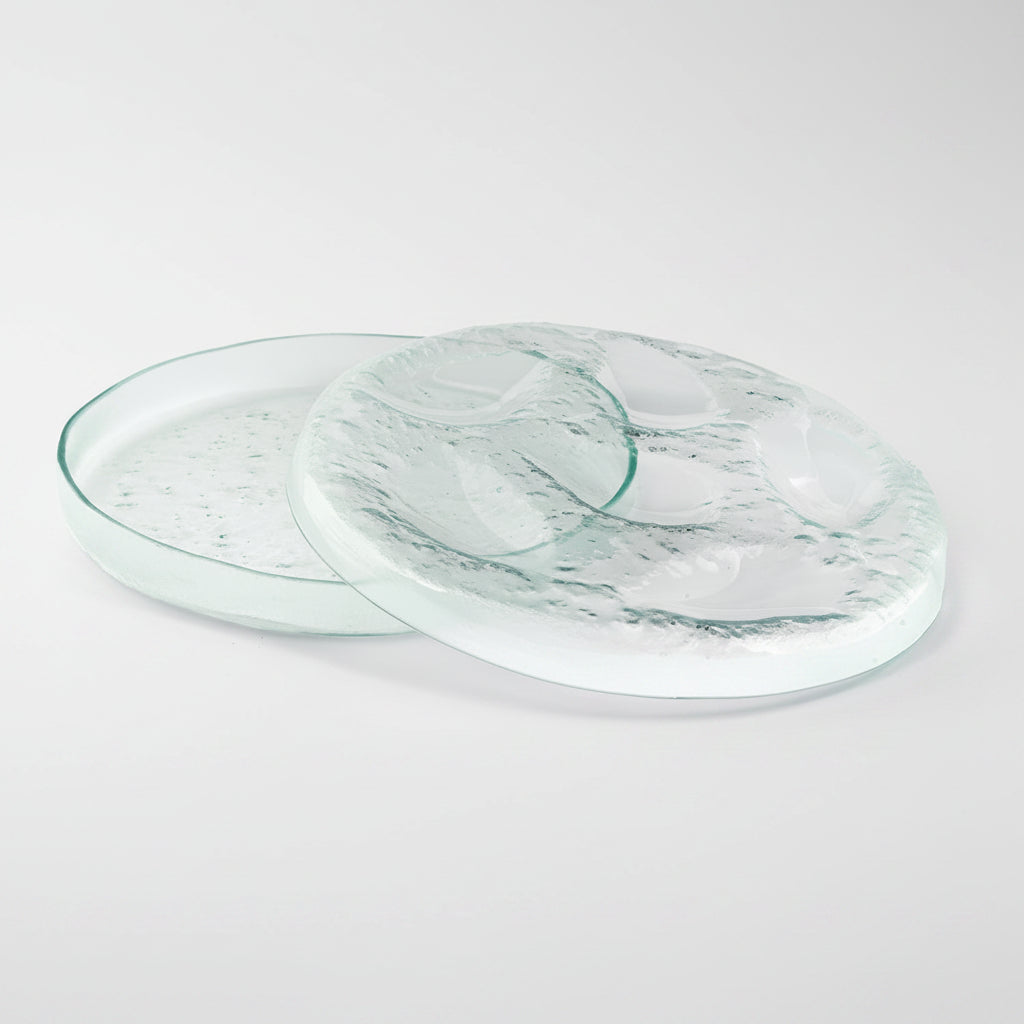 Bandeja de cristal para presentación de 6 ostras. ø26 x 4 cm - 1 Ud