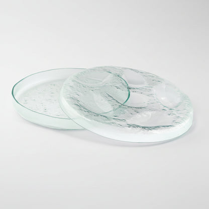 Bandeja de cristal para presentación de 6 ostras. ø26 x 4 cm - 1 Ud