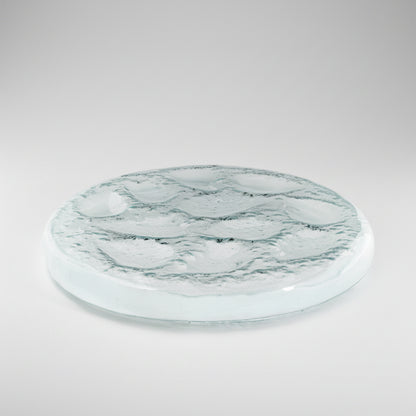 Bandeja de cristal para presentación de 12 ostras. ø34 x 4 cm - 1 Ud