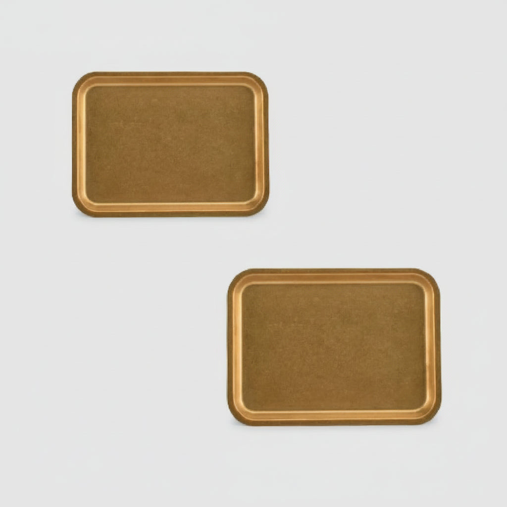 Rectangular stainless steel tray in antique gold. Various sizes (6 units)