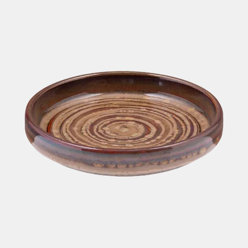 Prato pequeno e plano, cor castanho-avermelhado avelã, ø10 cm (6 unidades).