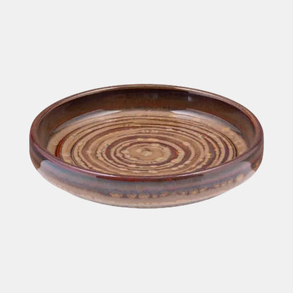 Prato pequeno e plano, cor castanho-avermelhado avelã, ø10 cm (6 unidades).