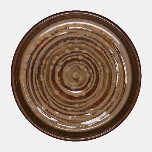 Prato pequeno e plano, cor castanho-avermelhado avelã, ø10 cm (6 unidades).