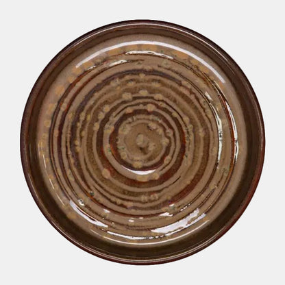 Prato pequeno e plano, cor castanho-avermelhado avelã, ø10 cm (6 unidades).
