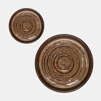 Prato pequeno e plano, cor castanho-avermelhado avelã, ø10 cm (6 unidades).