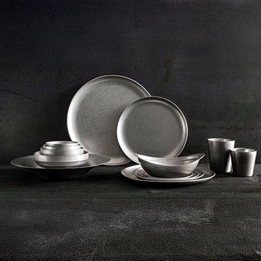 Old silver casserole dish, stainless steel, various sizes. 12 pieces.