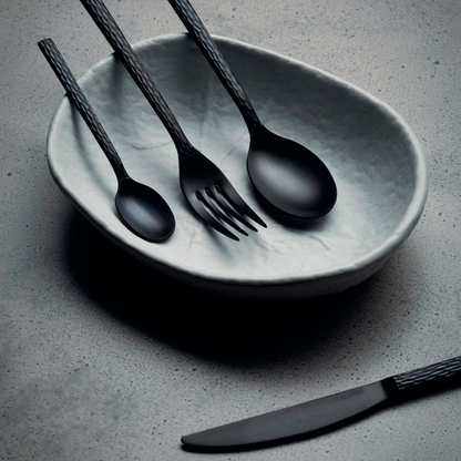 Cuchara postre Olive Matt Black. 18.2 cm - 12 Uds.
