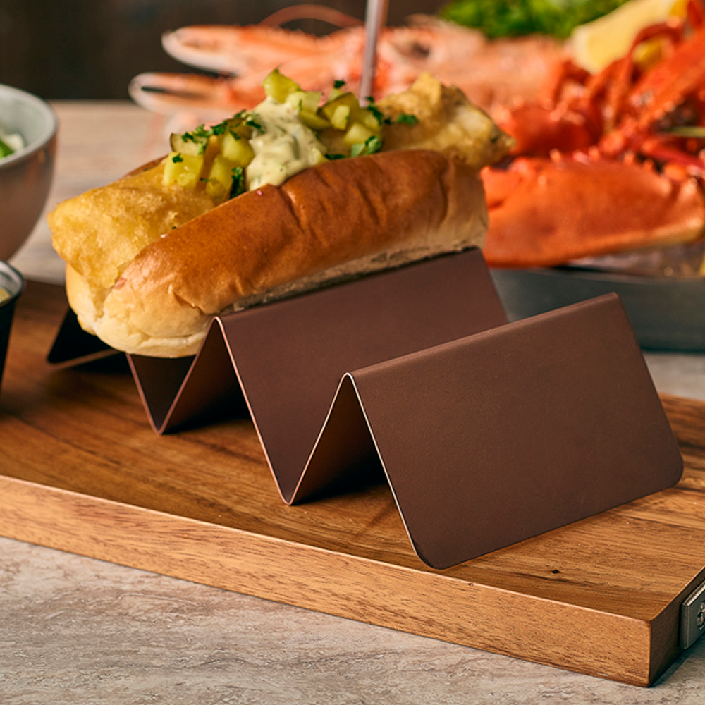 Soporte para dos o tres tacos en cobre. 20 x 10 x 5 cm - 12 Ud.