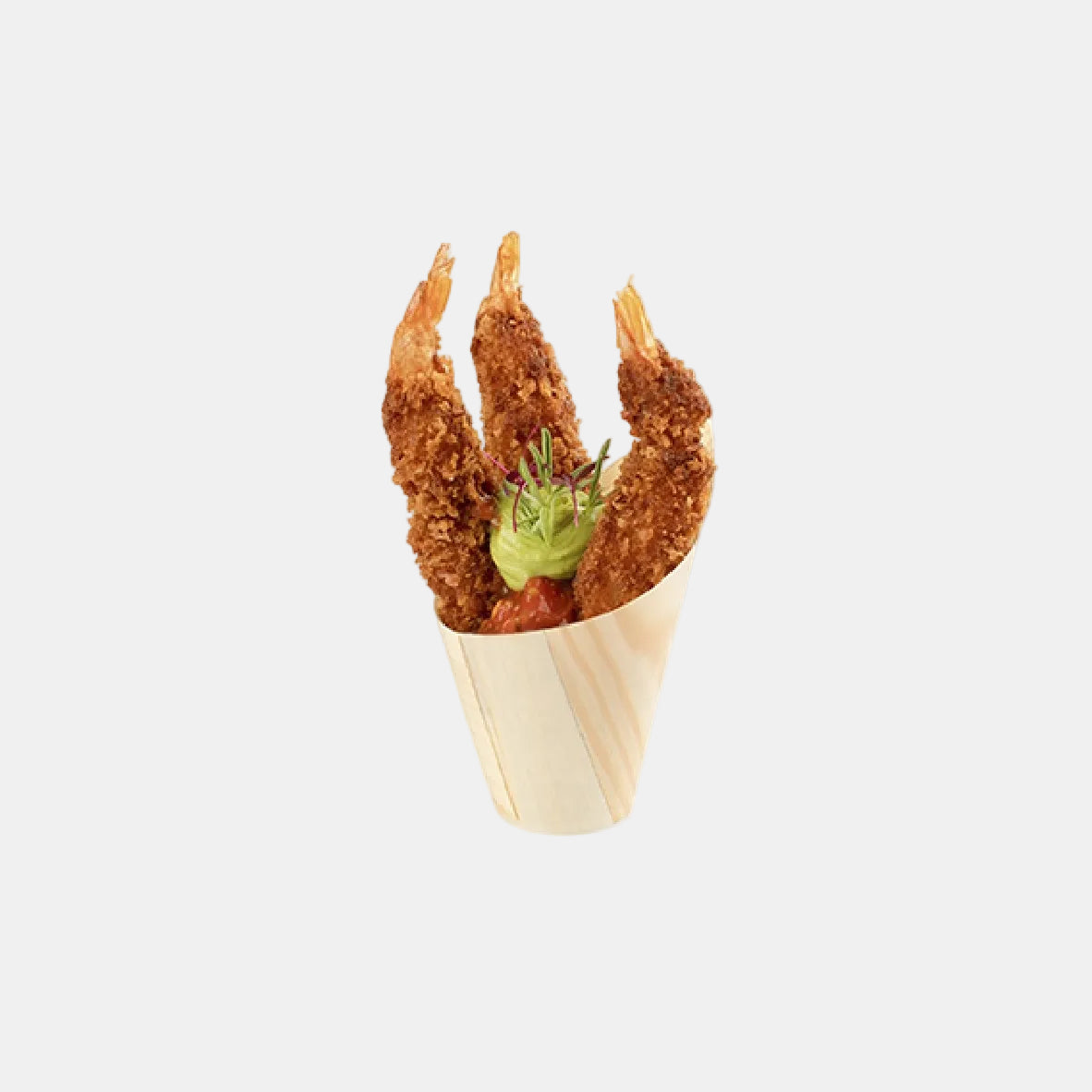 Cono de madera con base para presentar comida 50 ml - 600 Uds.