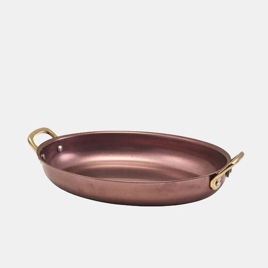 Fuente oval cobre con asas doradas. Varios tamaños - 6 Uds.