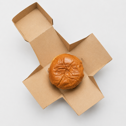Caja flor para hamburguesa cartón Kraft parafinado. 12 x 12 cm - 1000 Uds.