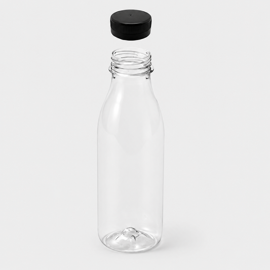 Round PET bottle with pre-screwed cap included 250ml - 288 Units.