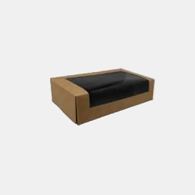 Envase Sushi con ventana Kraft / Negro. 18.5 x 10 x 4.5 cm. 835 ml - 400 Uds