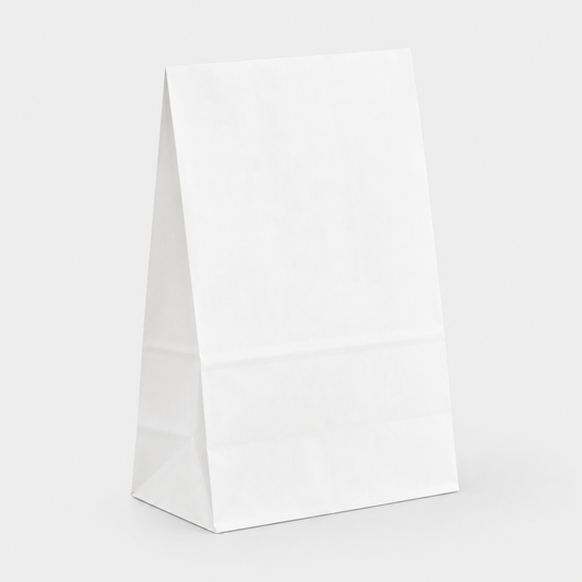 Bolsa de papel blanca sin asas fondo americano. Varias medidas y unidades.